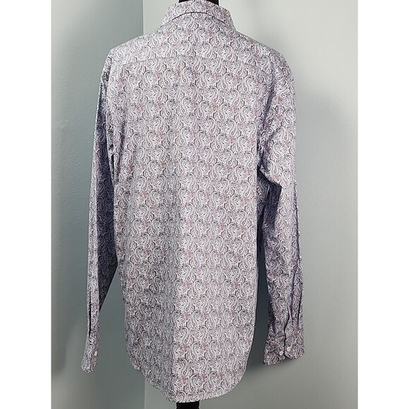 Bugatchi Shaped Fit Long Sleeve Button Down Shirt Comfort Stretch XXL Paisley - Picture 9 of 16